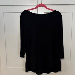 J. Jill Classic Black Blouse with ruffled bottom